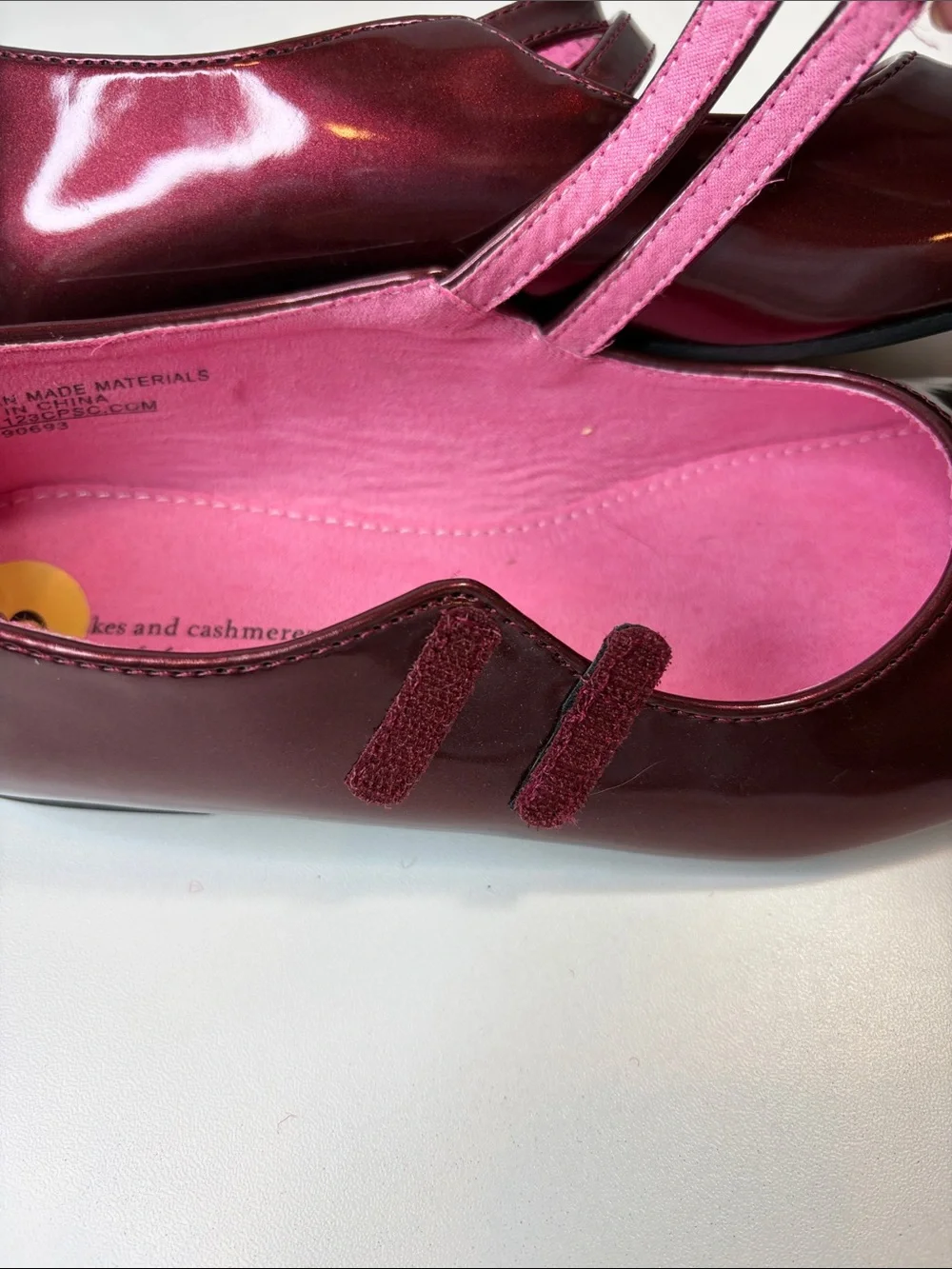 Cupcakes and Cashmere Kids Girls Metallic Burgundy Mary Jane Flats Size 3